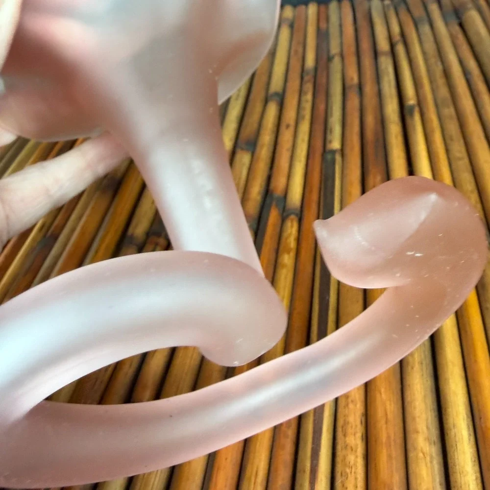 Vintage Vase Pink Art  Satin Glass Ruffle Vase Loop Base Studio 6in Beauty! 2000